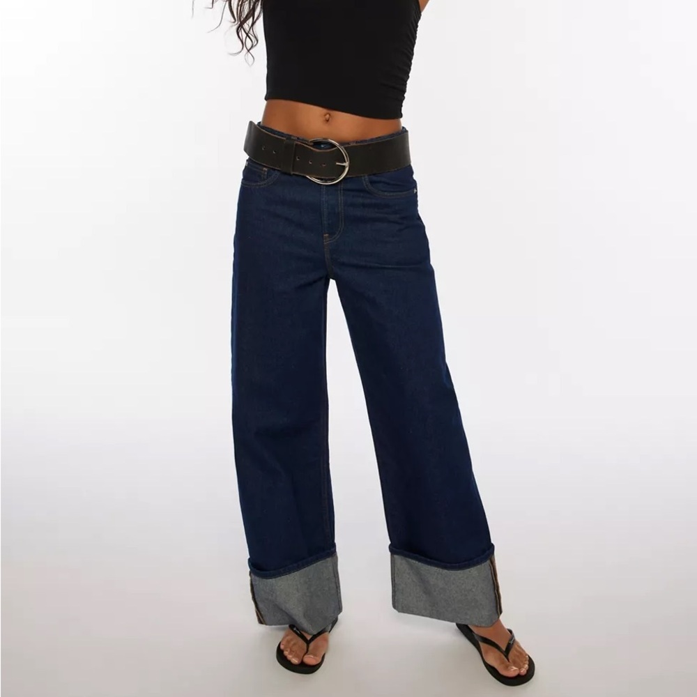 BDG Blue Flare Wide Leg Cuffed Jeans